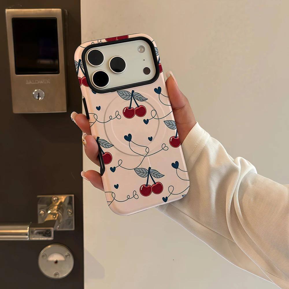 Cherry Heart Line Art Phone Ca - Phone Cases Cherry recension och pris