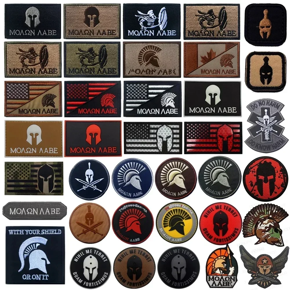 

Z/.Spartan Armor Warrior Helmet Patch Full Embroidery Tactical Chapter DIY Badge Hook And Loop Clothes Sticker/A
