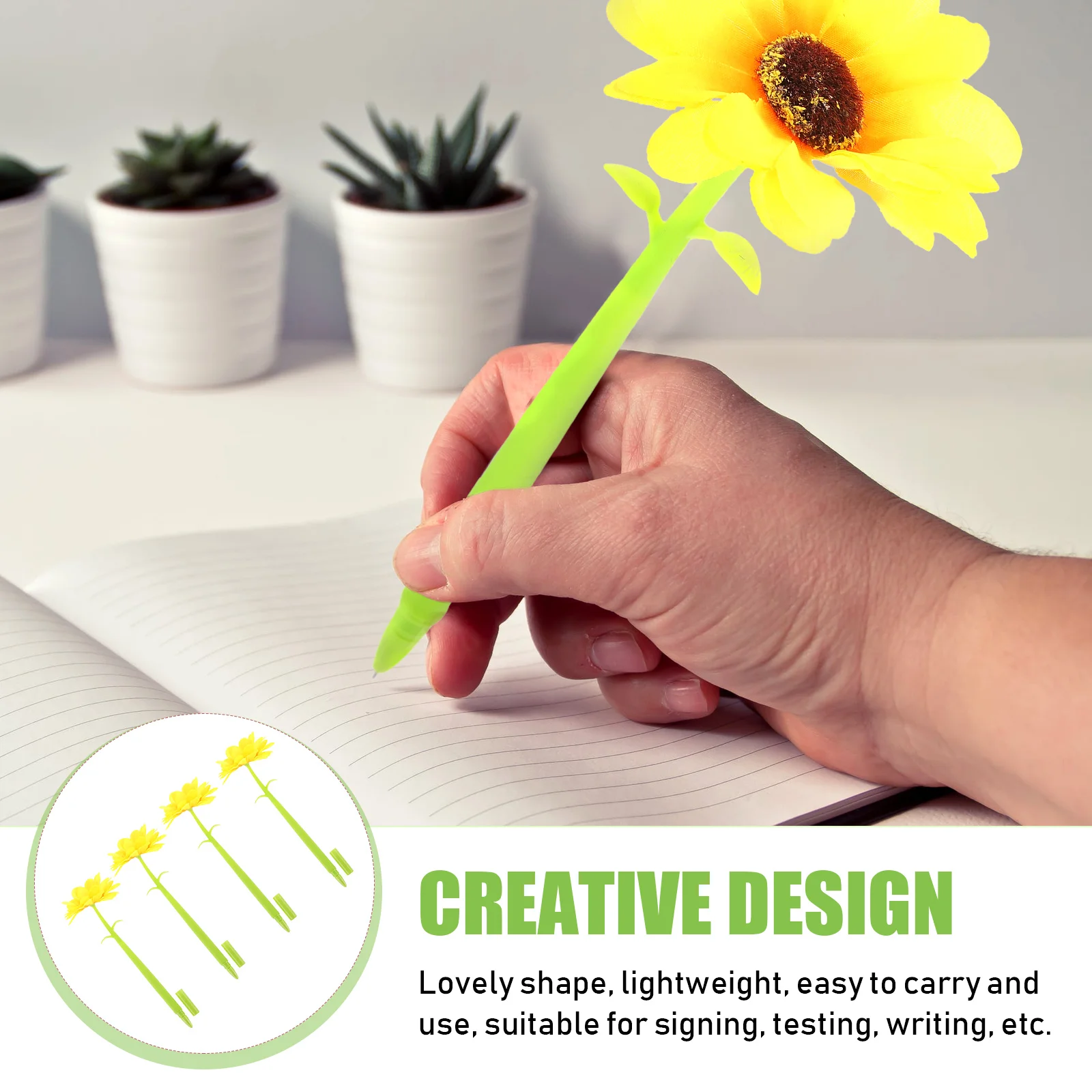 

4pcs Neutral Sunflower Pens Design Black Core Fine Writing Office Student Stationery Gel Students Stationery Ballpoint