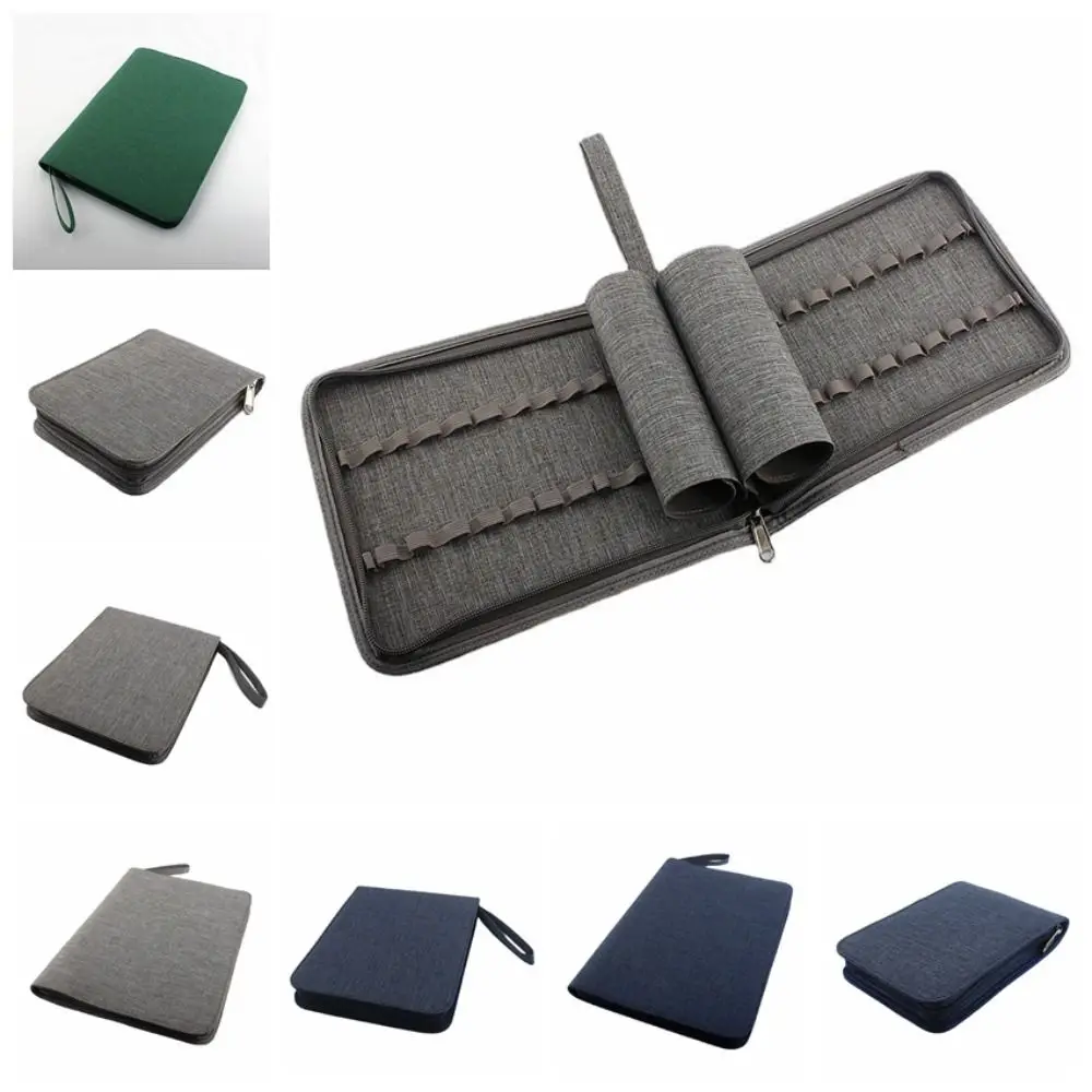 Imagem -05 - Grande Capacidade Canvas Pencil Case Fountain Pen Bolsa Escrita Holder Suprimentos Acessórios 10 Slots 24 Slots 48 Slots