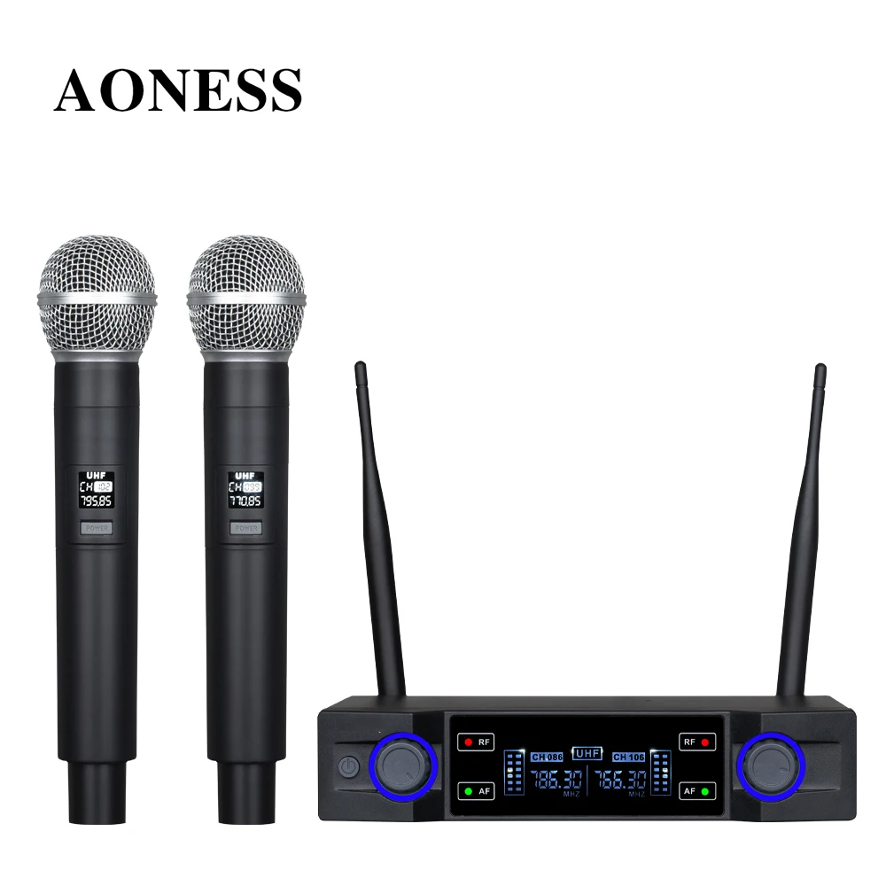 Wireless microphone 2-way UHF handheld adjustable volume home gathering concert conference recording microphone