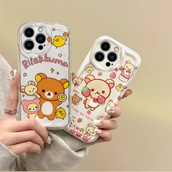 귀여운 리락쿠마 만화 휴대폰 케이스, 아이폰 16 프로 맥스 케이스, 15, 14, 13, 12, 11, 8, 7 프로 X, XR, XS 맥스, 충격 방지 투명 커버, 신제품