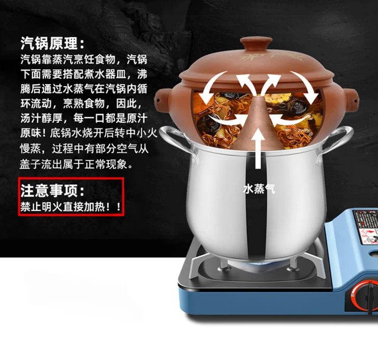 Purple Clay Casserole Yunnan Zisha Steamer Stovetop Stew Soup Cookware Ceramic Stockpot for Multipurpose Use