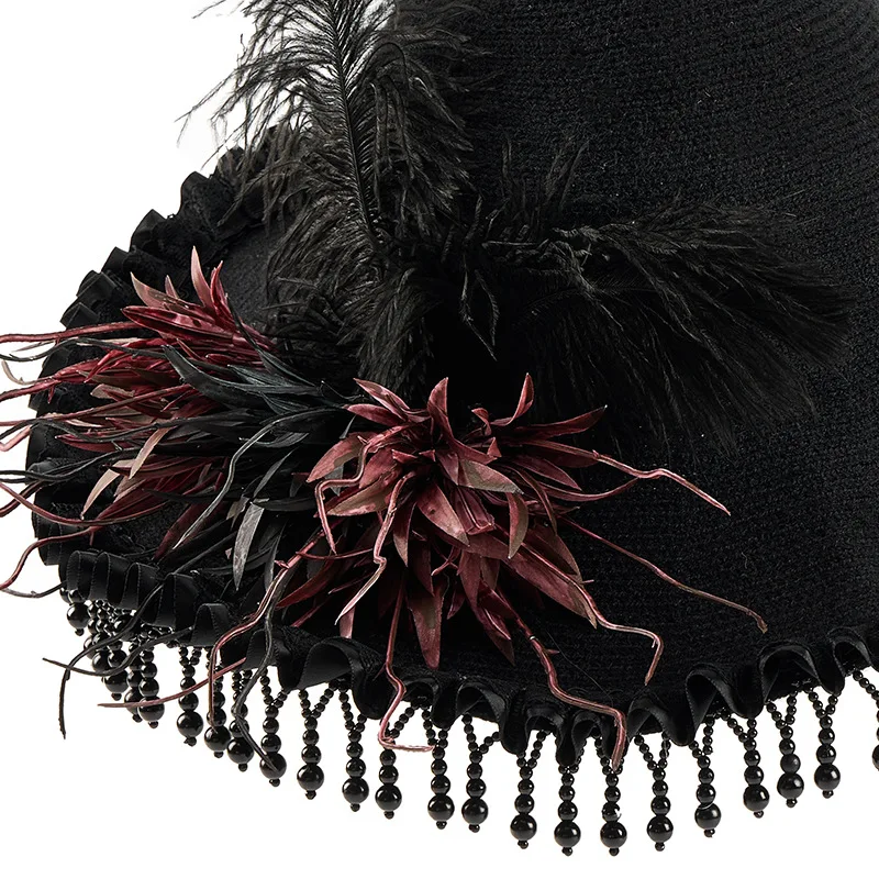 Gothic Style Cosplay Dark Witch Ghost Bride Widow Hat Halloween Costume Headwear Hair Accessories Medieval Style Pirate Hat