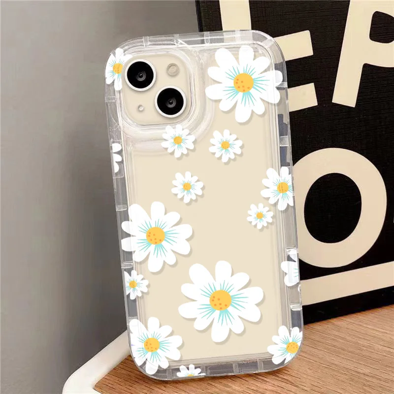 Transparent Chrysanthemum Case For iPhone 11 Cases iPhone 12 15 14 13 11 Pro Max X XR XS Max 15 14 7 8 Plus 6 6S SE 2020 2022