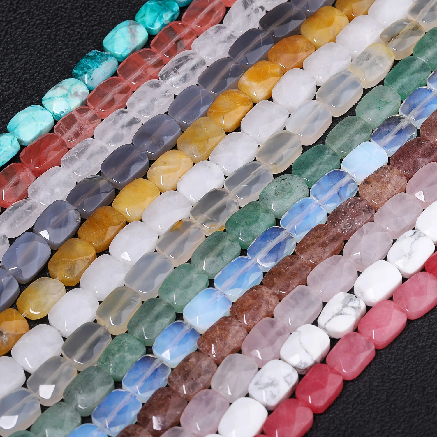 Perles d'espacement rectangulaires plates à facettes 8x11mm en pierre naturelle Améthyste Agate pour la fabrication de bijoux, breloques énergétiques DIY, bracelets