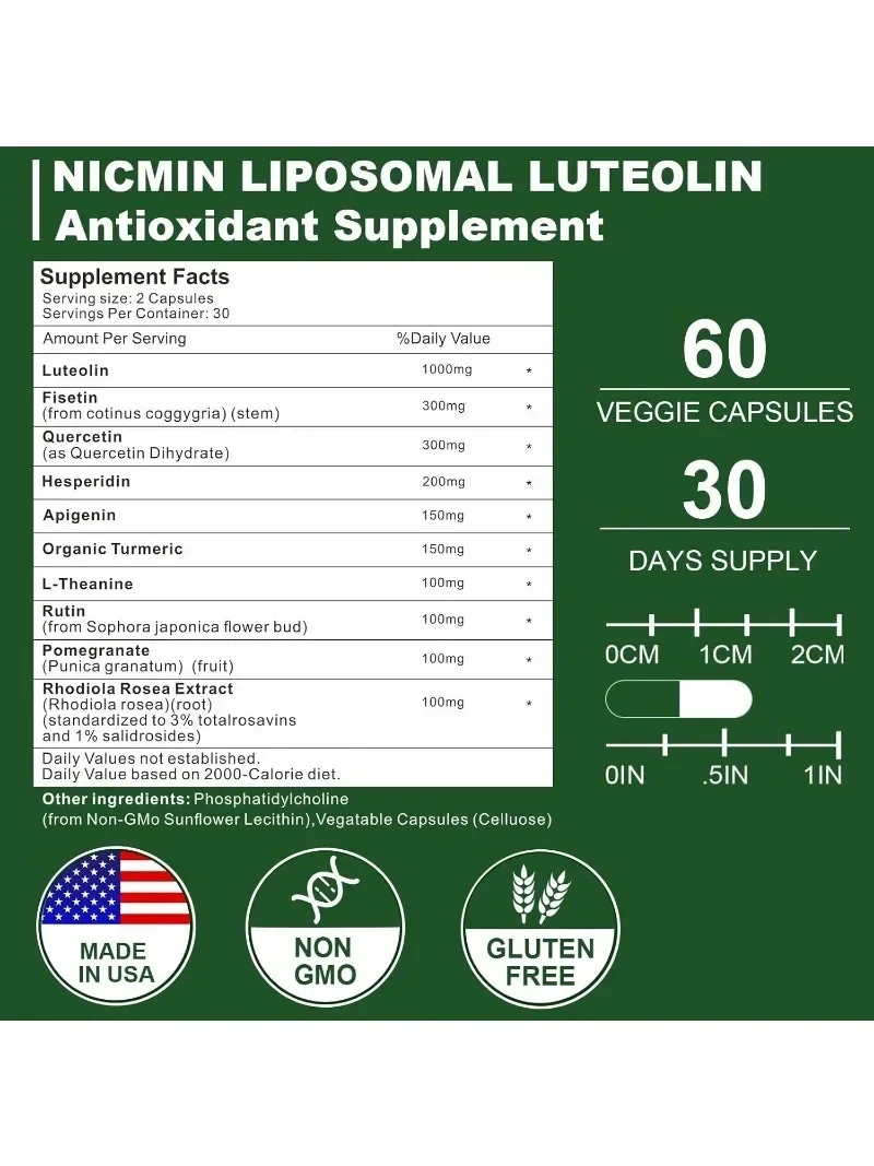 1000MG Liposome Lutein, Maximum Absorption, Effective Lutein Supplement 60 Capsules