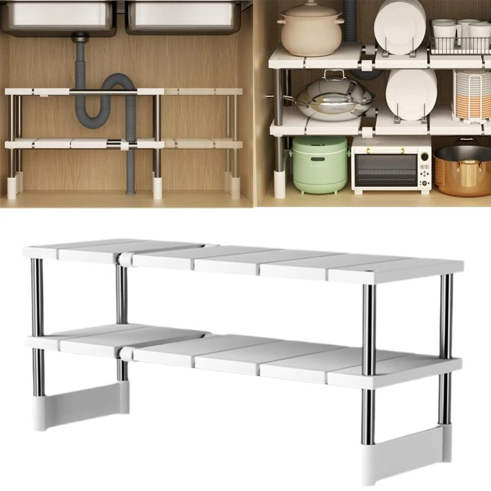 Multi Under-Sink Shelf Ideal Placement Cabinets Durable Wood-Free Design Easy to Install for Cookware and Cleaning Tools