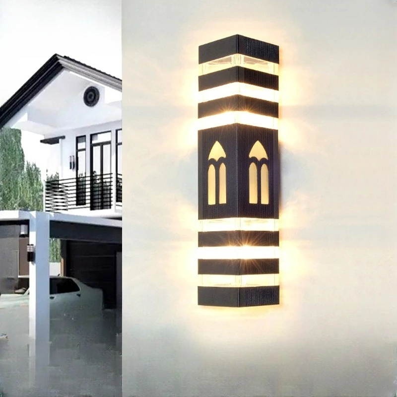 

2pcs/lot 24W/16W Outdoor Wall Light Waterproof Aluminum E27 Dual Head Up Down Light Courtyard Garden