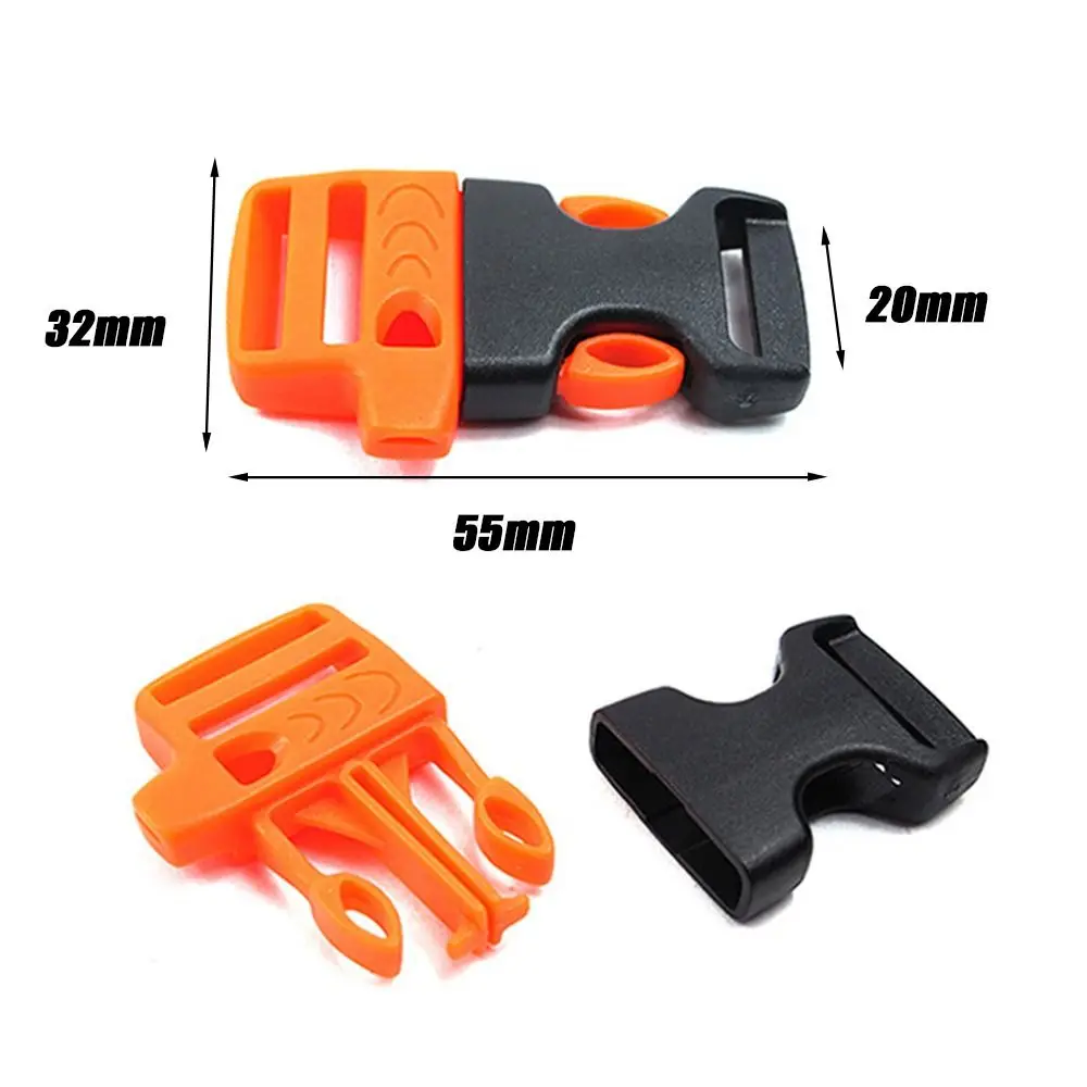 5PCS 20mm Side Release Buckle Curved Emergency Survival Whistle Buckle 550 Paracord Bracelet Strap Buckles Backpack Parts Tool