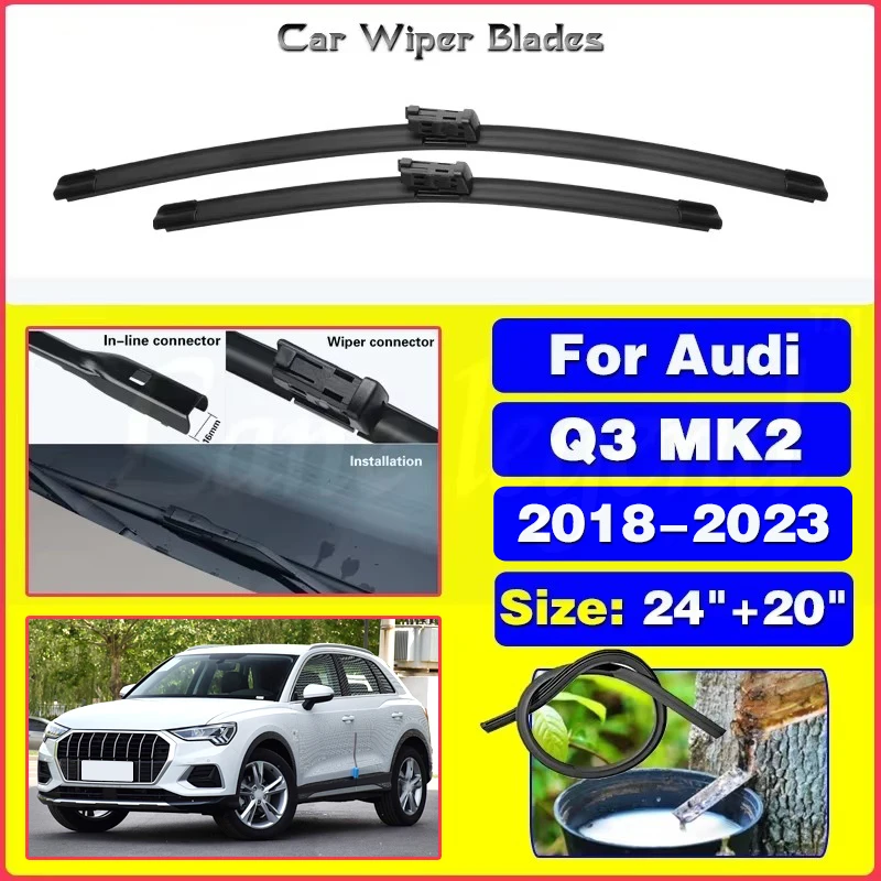 

Wiper LHD Front Wiper Blades For Audi Q3 MK2 2018 - 2023 Windshield Windscreen Clean Window Car Rain Brushes 24"+20"