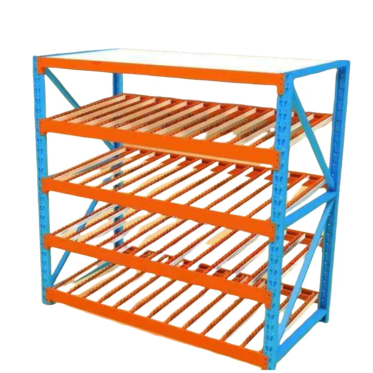 

fo- Medium-duty Workshop Shelving Foldable Warehousing Logistics Mobile Gravity Pallet Roller Steel Rack Flow Rack%