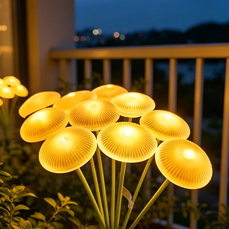 New Solar Ground Spike Garden Jellyfish Lights Outdoor 6LED Mushroom Lights Portable Lawn Light for Courtyard Patio Garden Lawn