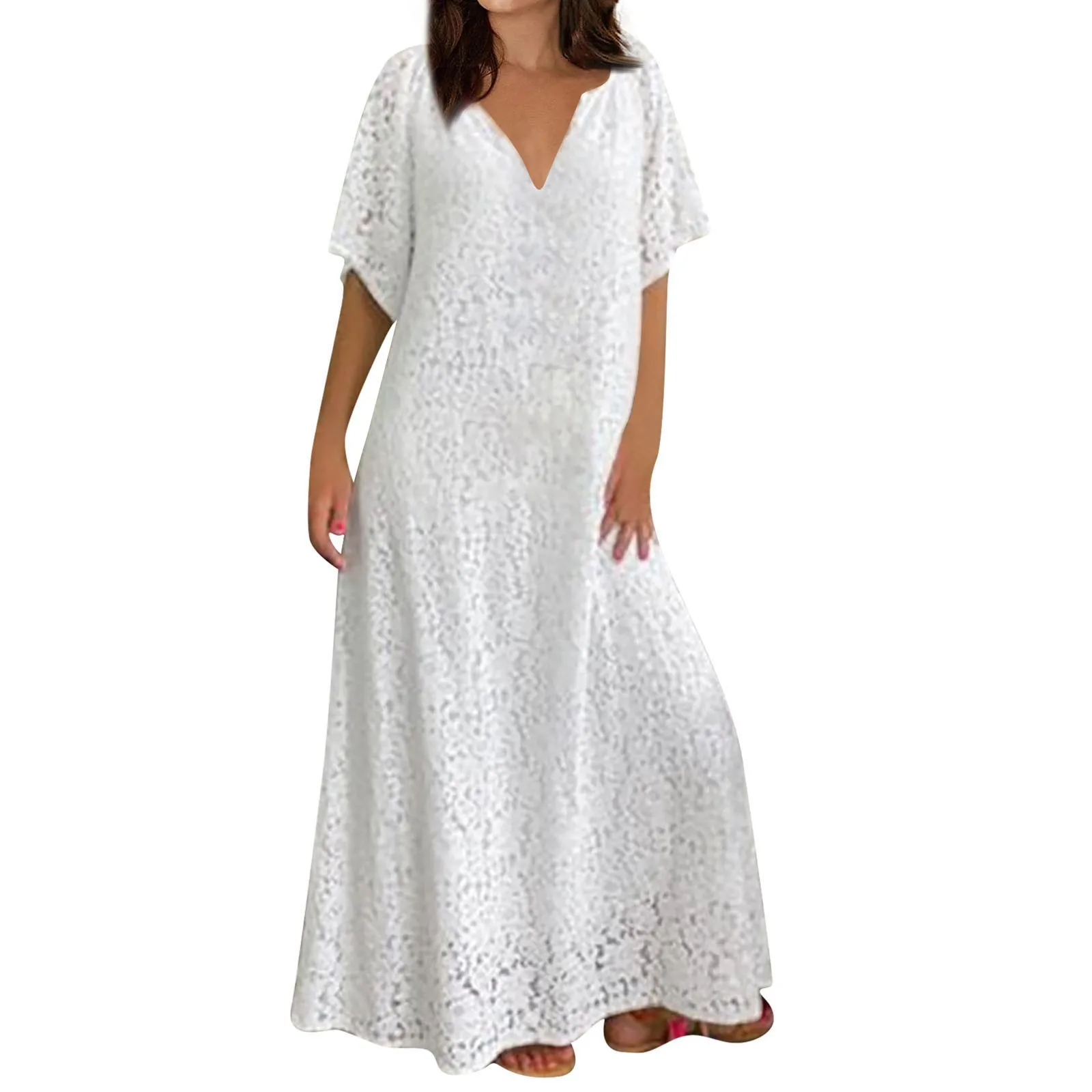 Long dress Simple Solid Hollow Out Pure Cotton dresses Holiday Style High Waist Fashion Summer Dresses vestidos femenino