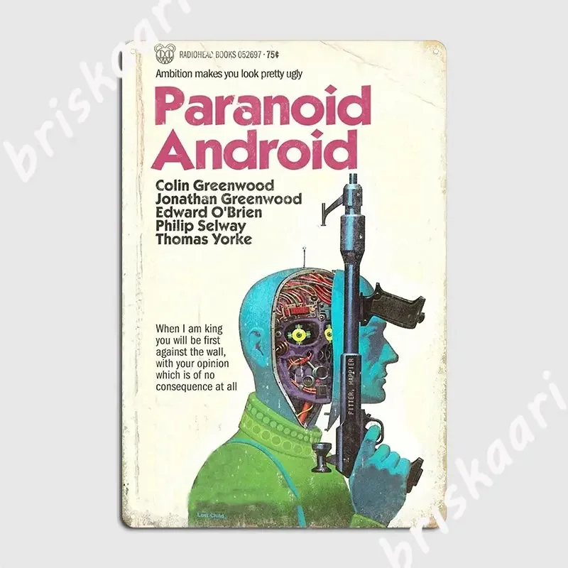 Vintage Paranoid Android Science Fiction Novel Metal Sign Wall Decor Pub Garage Printing Wall Mural Tin Sign Poster