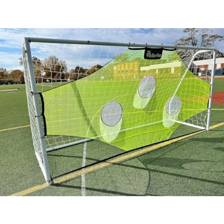 فاليرتا ®   مباراة هدف كرة القدم الفولاذي مقاس 12 × 6 أقدام + شبكة أهداف احترافية لرماية كرة القدم وارتداد.