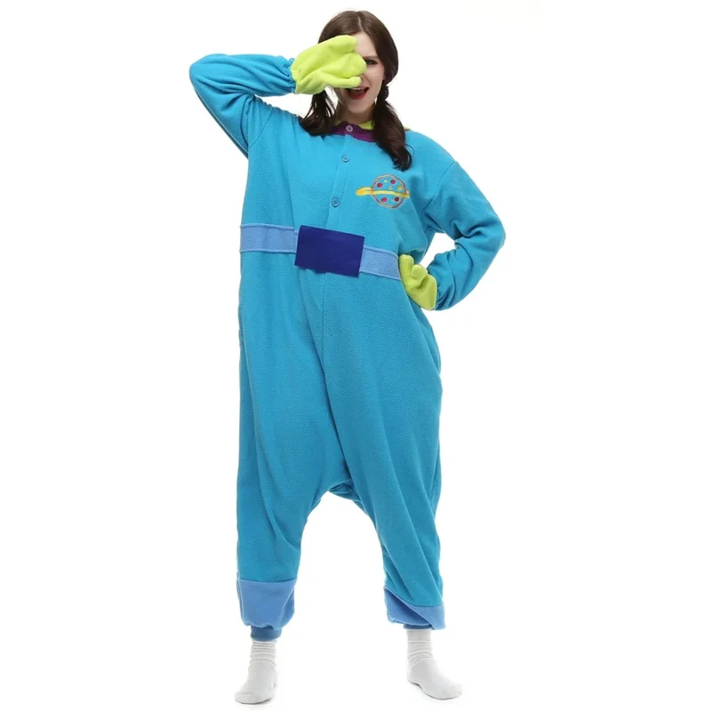 Мужская комбинезон с изображением инопланетянина, теплая одежда для сна с рисунком животных, монстра, рождественская пижама для мальчиков, семейный костюм для косплея, енот кигуруми