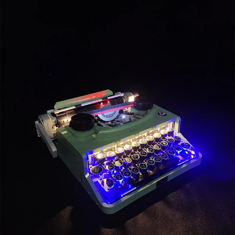 New LED Lights fro Retro Typewriter Building Blocks Bricks Keyboard MOC 21327 Set Toys Writing Machine For Kids Gifts