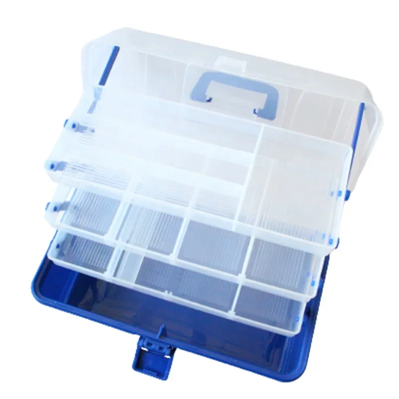 

New Multi-functional Large Capacity Four-tray Blue Plastic Fishing Tackle Box