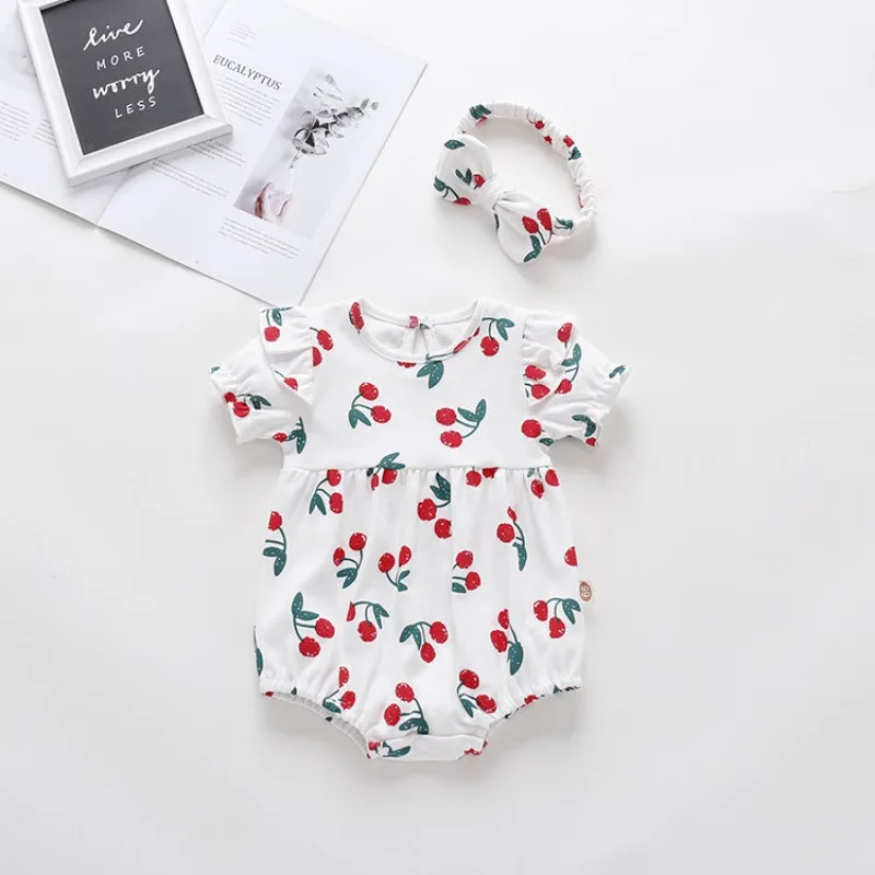 ZOETOPKID Newborn Infant Baby Girl Clothes Princess Onesie Floral Print Romper with Hat Cotton Outfit for 0-24 Months