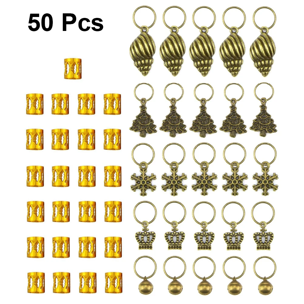 

50 Pcs Hair Cuffs Hollow Iron Lightweight Alloy Decorative Dreadlocks Accessories Women Hoop Braiding Beads