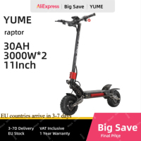 YUME Raptor 6000W Dual Motor Electric Scooter Adult Foldable Off Road 60V 30Ah Max Speed 85 KMH Max Range 100 KM