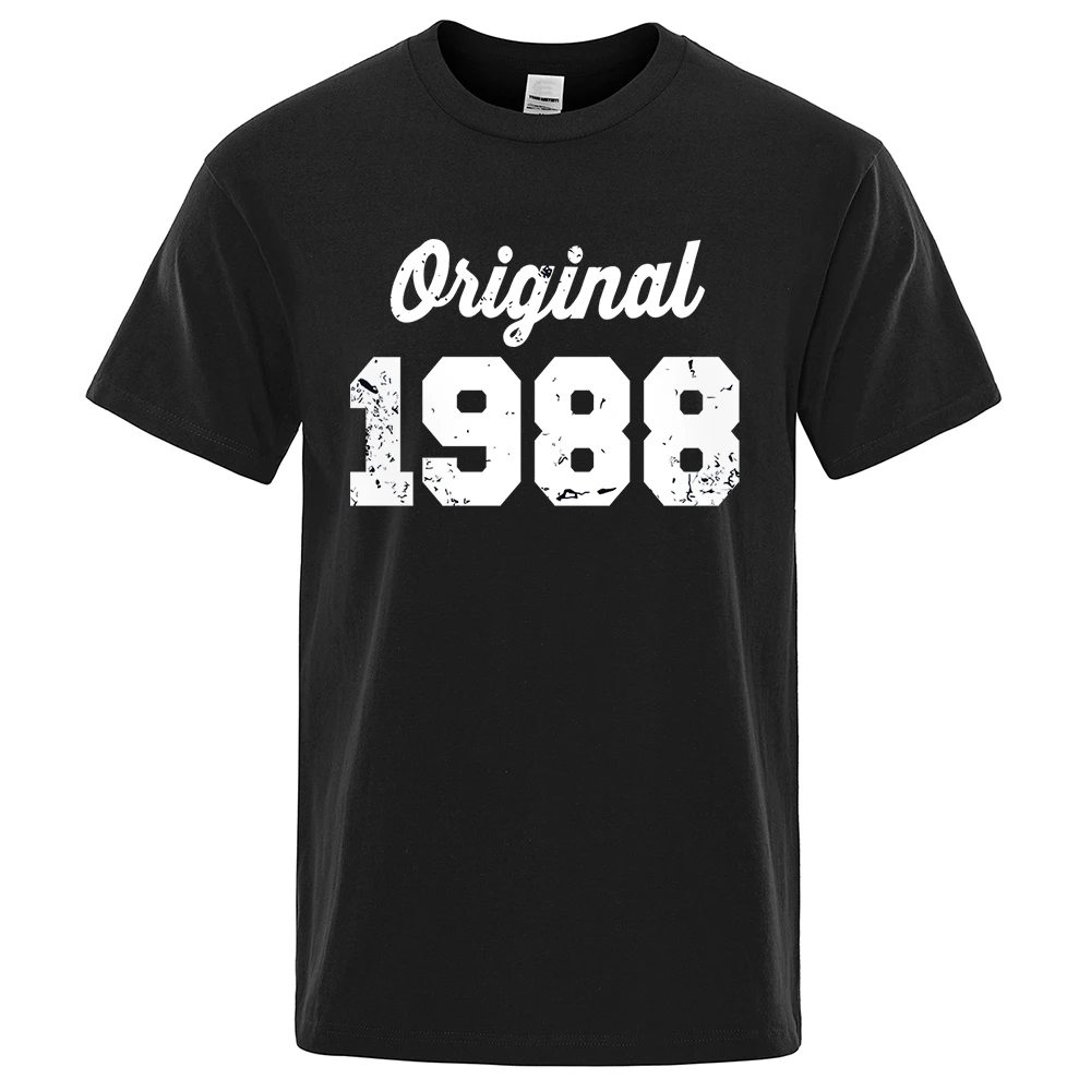 Original 1988 White Letter Print Male Tshirts Breathable Clothes High Quality Tee Clothes Hip Hop O-Neck Cotton Tshirt Couple