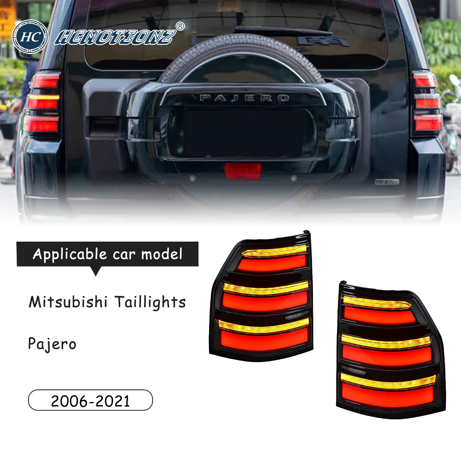 

HCMOTIONZ LED Tail Lights or Mitsubishi Pajero 2006-2021 V93 V97 DRL Animation Car Back Rear Lamps Assembly Accessories