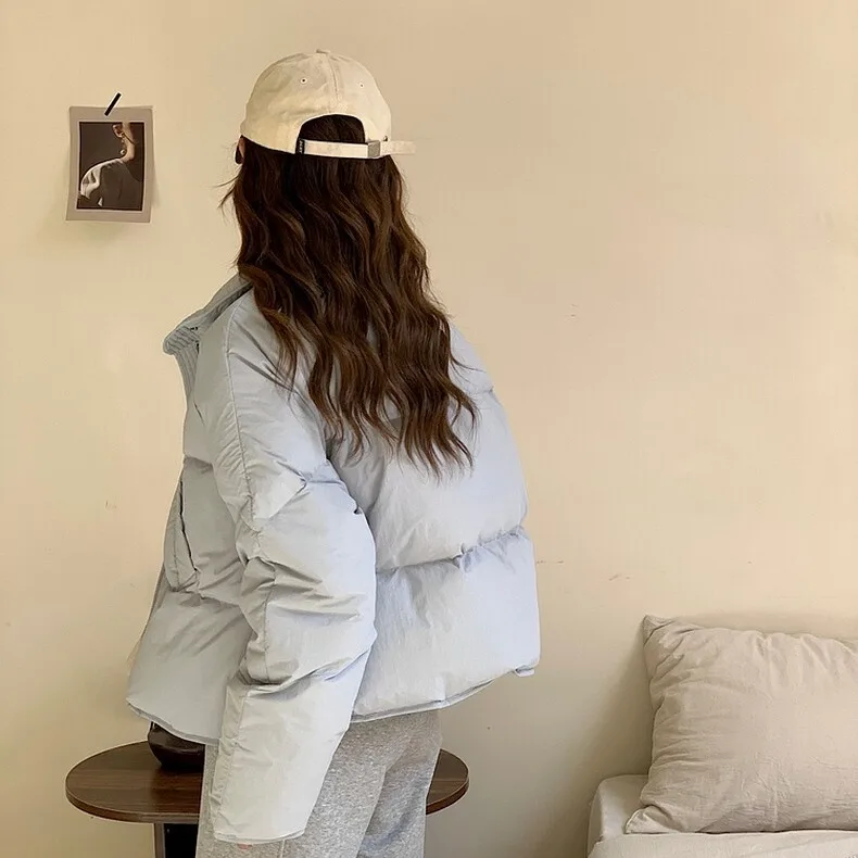 النسخة الكورية الجديدة لعام 2025 معطف صغير الحجم من Princ Sweet Sle باللون الأزرق من القطن للنساء والطلاب #1