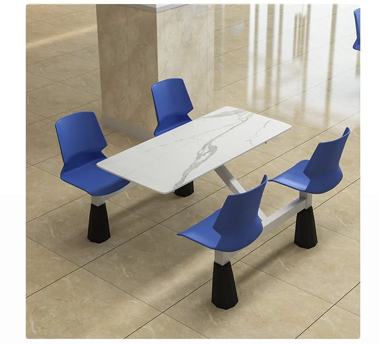 School Cafeteria Furniture School Canteen Dining Table and Chairs Set 4-seat School Canteen Plastic Tables and Chairs