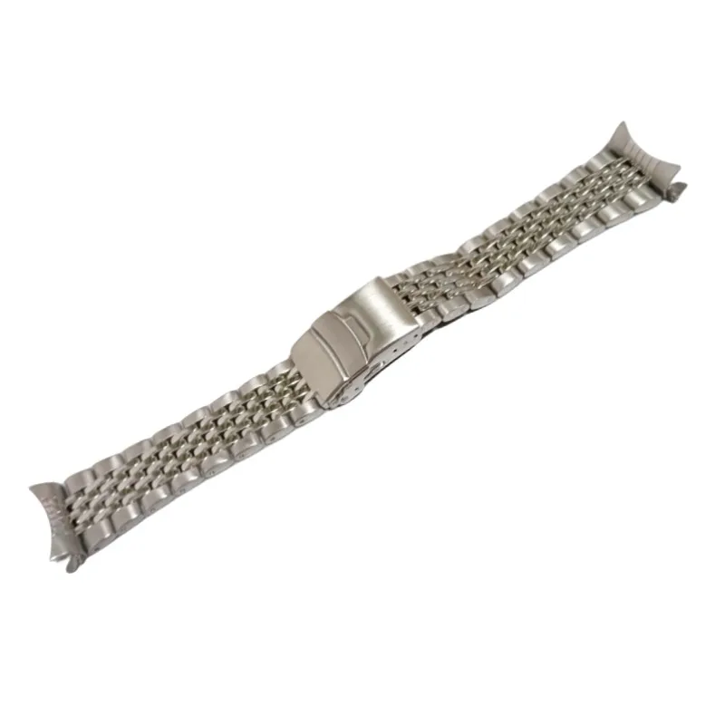 22mm Silver 316L Stainless Steel Curved End Bead of Rice Watch Band Strap Fit For SKX007 SKX009 SKX173 Watch