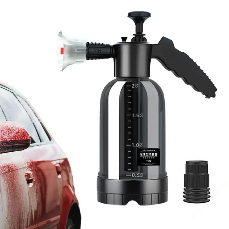 

2L Hand Pump Wash Spray Bottle Car Foam Wash Sprayer Car High Pressure Spray Washer with Double Nozzle Home Auto Window Cleaning