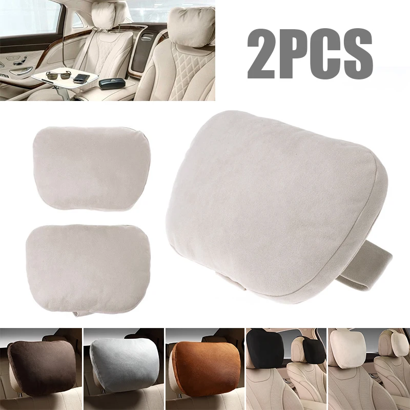 1 Pair 29*19cm Car Headrest Maybach Design S Class Ultra Soft Pillow Suede Fabric For Mercedes Benz Auto Head Back Cushion