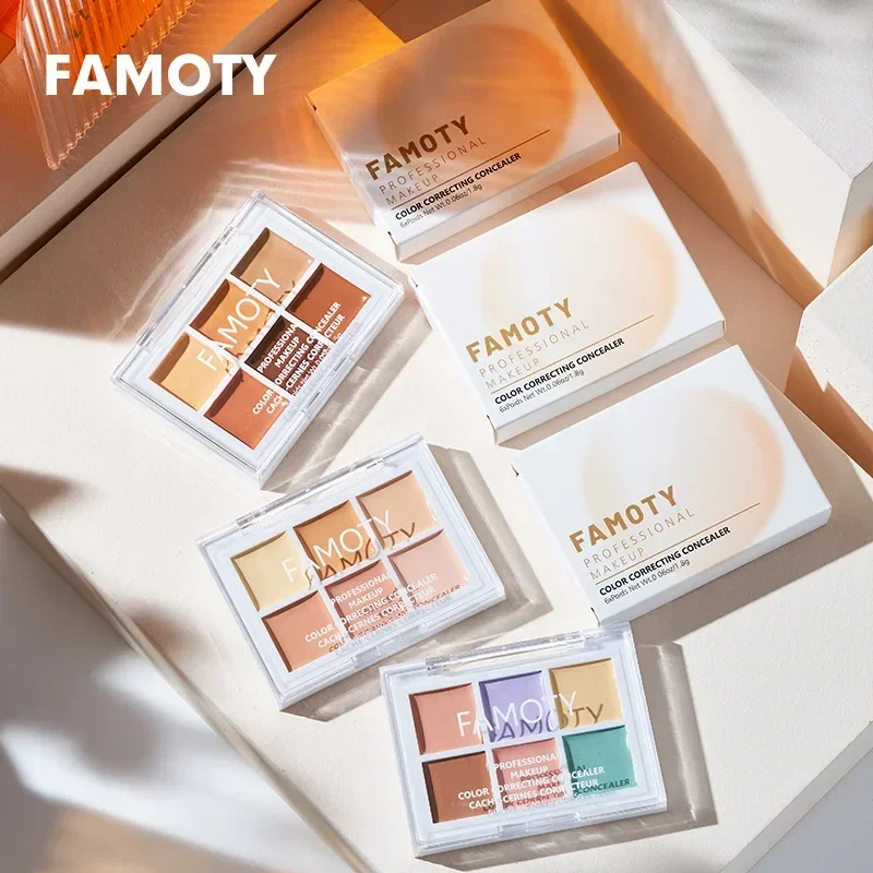 6 สีคอนซีลเลอร์ Palette Cover Dark Circles สิว Facial Brightening แต่งหน้ากันน้ํา Lasting Moisturize Contouring เครื่องสําอาง