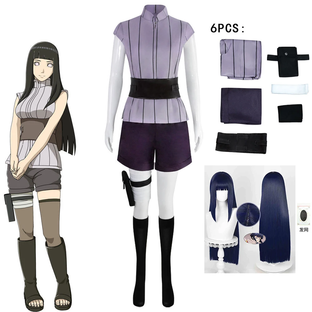 Hyuga Hinata Cosplay Costume Wig Women Outfits Halloween Carnival Party Suit Hyuuga Ninja Cosplayer Purple Long Cute Wig