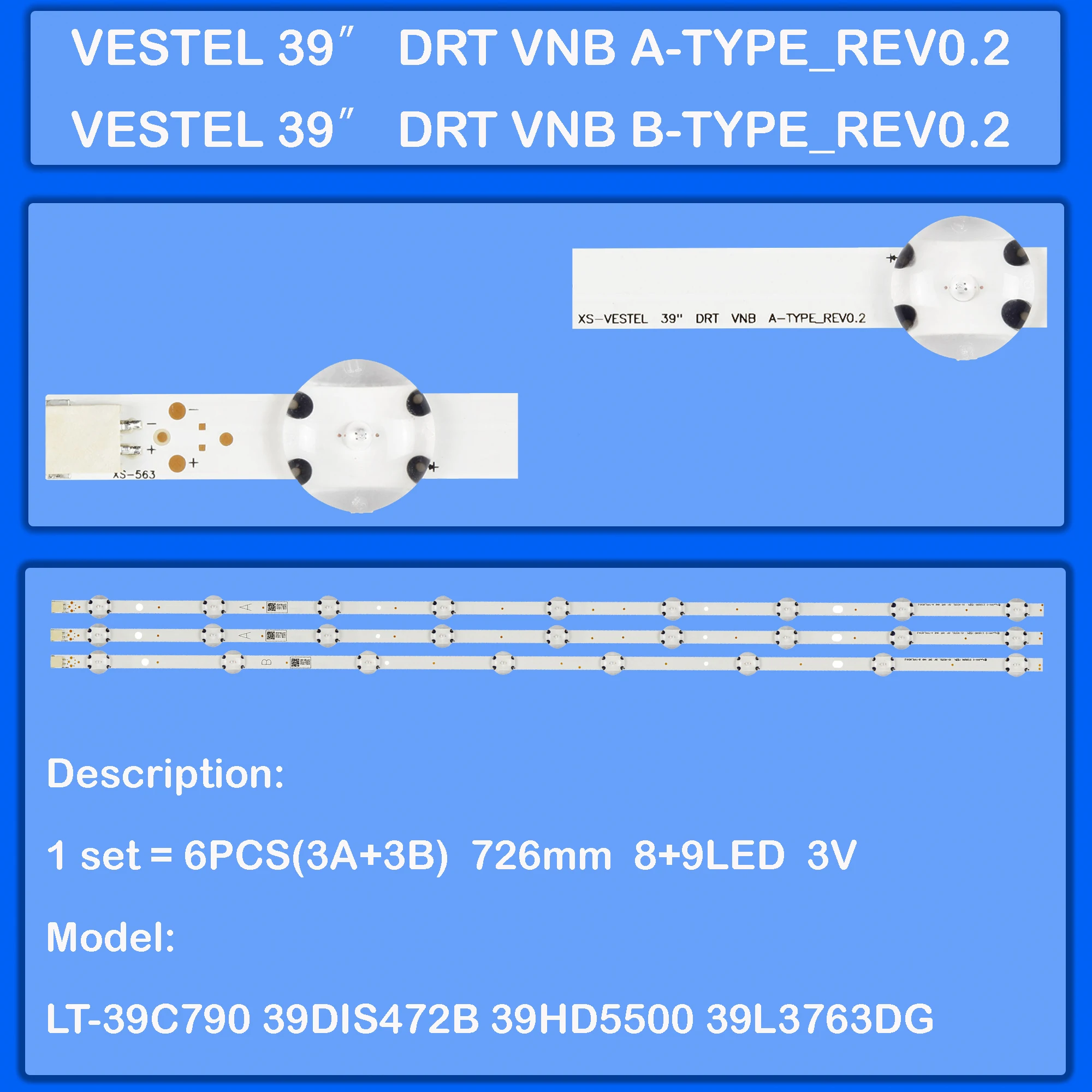 LED Backlight Strip for LT-39C770 LT-39VF52K LT-39C770B LT-39C790 LT-39VF52J LT-39V3100 LUX013900201 LUX013900301 39R6020F