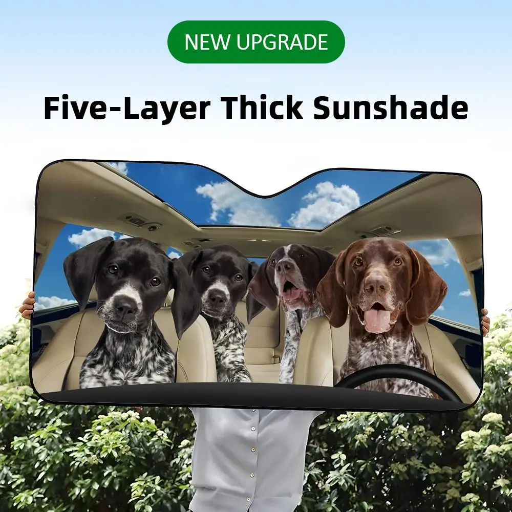German Shorthaired Pointer Dog Sun Visor Car Front Window Windshield Sunshade Five-Layer Aluminum Foil UV Protector Heat Shield