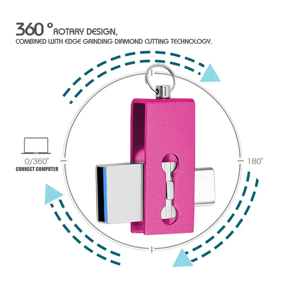 Высокоскоростной металлический USB-флеш-накопитель OTG USB 3,0, флешка 4 ГБ, 8 ГБ, 16 ГБ, 32 ГБ, 64 ГБ, 128 ГБ, usb-флешка, флешка, флэш-накопитель