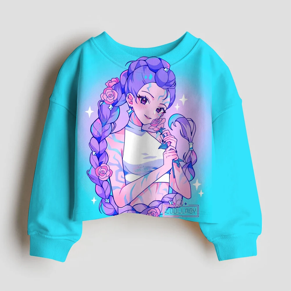 

Movie Fans Gift Short Hoodie Manga Kids Huntrix Kpop Demon Hunters Children's Sweatshirt Cute Tiger Harajuku Hoody for Girls