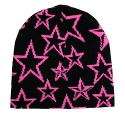 Bonnet en laine unisexe imprimé étoile, bonnet chaud, bonnets hip-hop, streetwear, punk, gothique, hiver