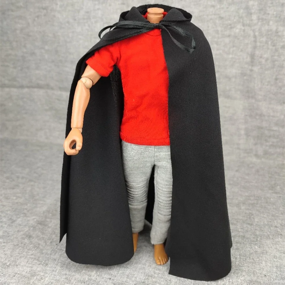 1:6 Scale Black Handmade Hooded CLoak Cape Mantle Model for 12 Inch Action Figure Body Doll Accessories In Stock