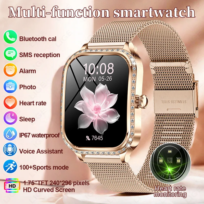 

LIGE New Fashion Bracelet Bluetooth Call Smart Watches Women Wrist Watch Fitness Waterproof Ladies Smartwatch For Android iPhone