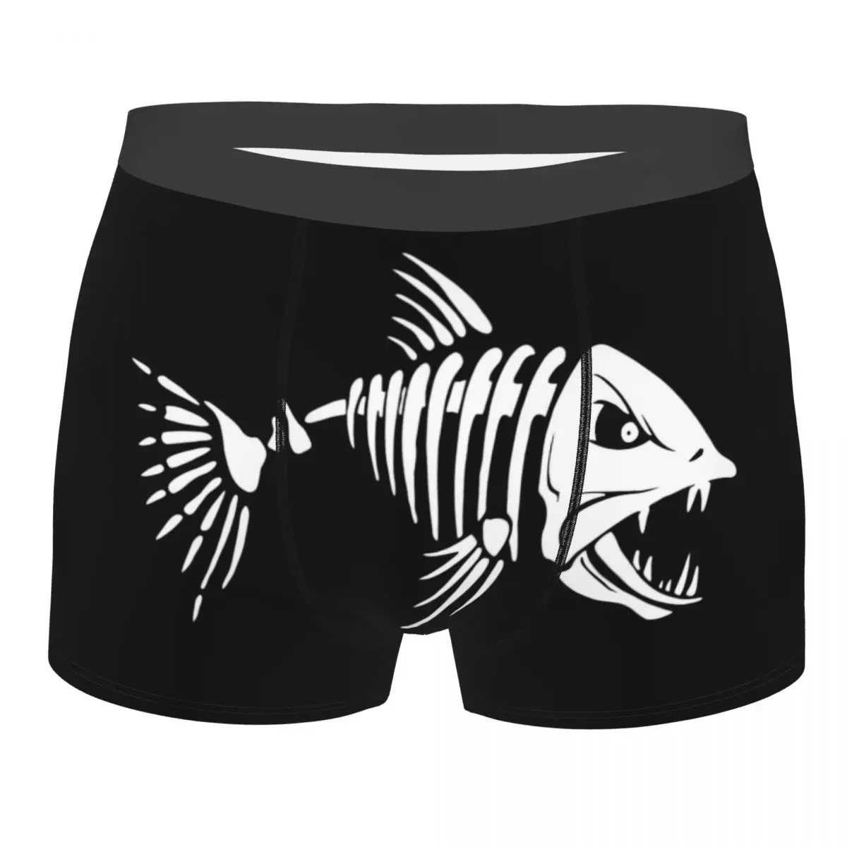 Male Fashion Fish Bone Fishing Skeleton Underwear Boxer Briefs Breathbale Shorts Sexy Panties Underpants