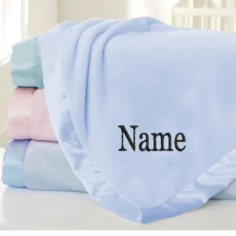 Personalized Baby Blanket Satin Decoration, Custom Embroidered Name, Baby Shower Or Pregnancy Gift, Creating Extraordinary Touch