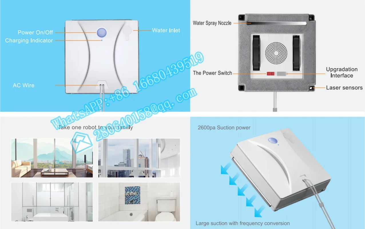 워터 스프레이 스마트 루트 떨어짐 방지 창문 클리너, 유리 청소용
