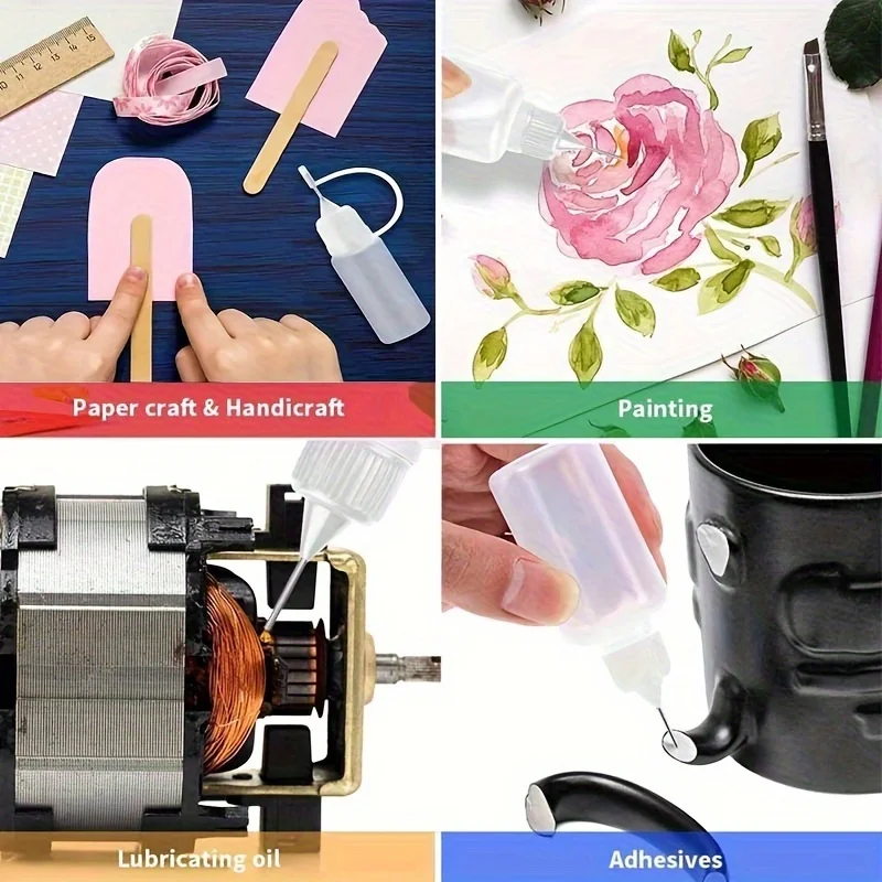 12 Stück Präzisions-Klebstoffapplikatorflaschen mit Nadelspitze, geeignet für DIY-Bastelarbeiten, Malerei und Papierblumenbasteln – Detail 4
