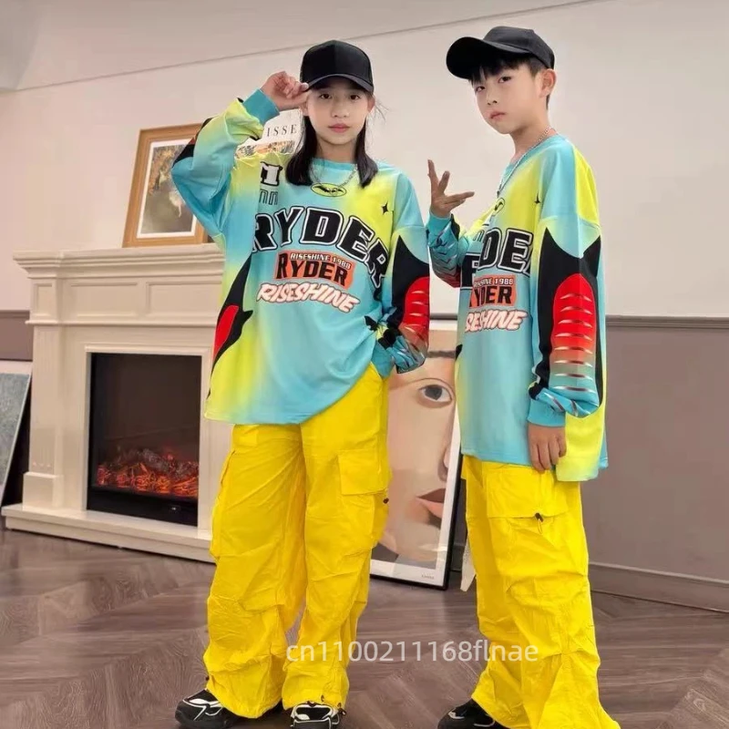 Street Dance-Kostüm für Kinder, amerikanisches Hip-Hop-Oberteil, Dopamin-Hosen-Set, Jazz-Dance-Laufsteg-Performance-Kostüm für Kinder