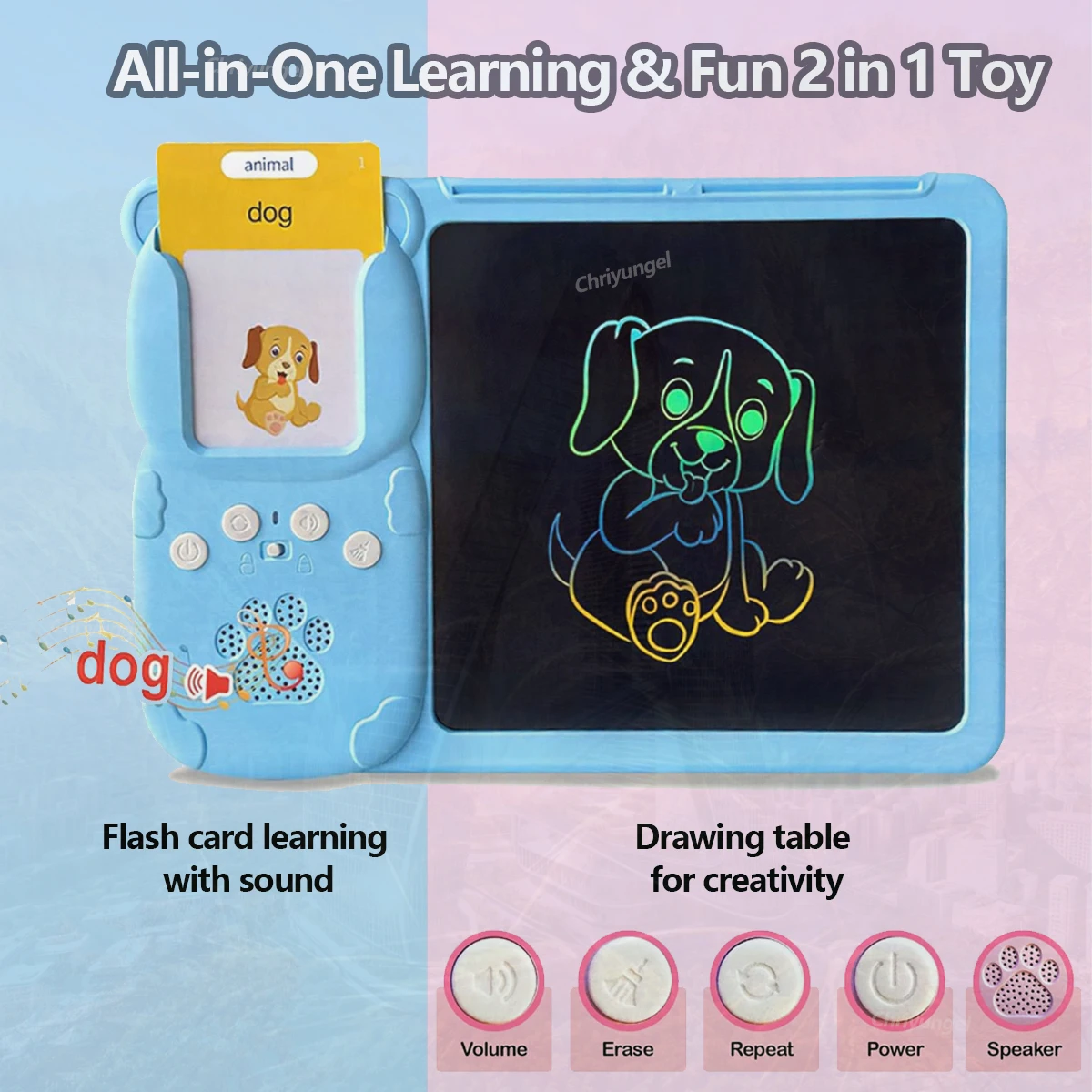2 في 1 بطاقات فلاش ناطقة وكمبيوتر لوحي LCD للكتابة باللغة الإنجليزية آلة التعلم التفاعلية لعبة تعليمية هدية للأولاد والبنات والأطفال الصغار #3