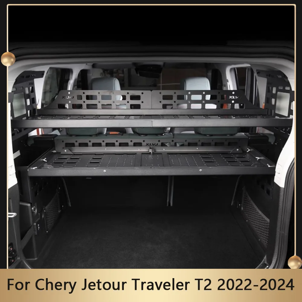 For Chery Jetour Traveler T2 2022-2024 Car Rear Boot Trunk Window Cargo Rack Shelf Storage Luggage Frame Interior Expansion