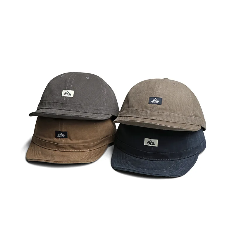 Soft-top American Short-brimmed Baseball Cap - Trendy and Fashionable Soft Brim Pure Color Beanie - Retro Work Cap - Casual